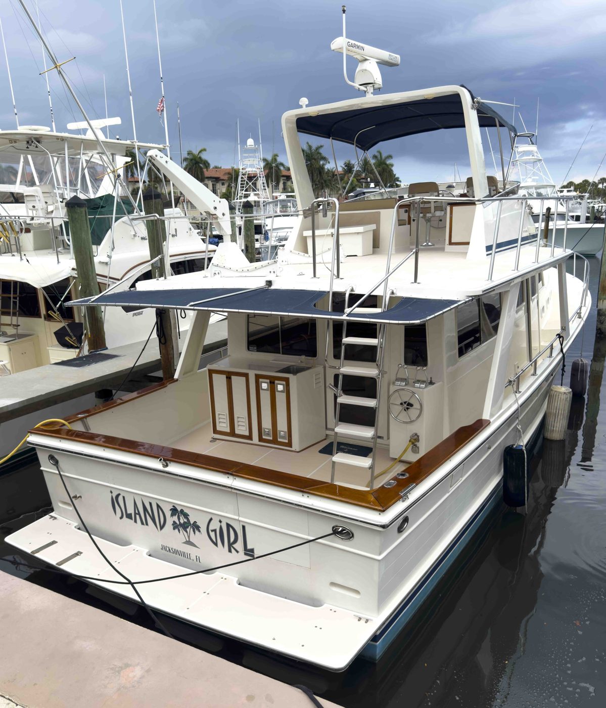 1997 Offshore 48 Island Girl exterior profile on the water