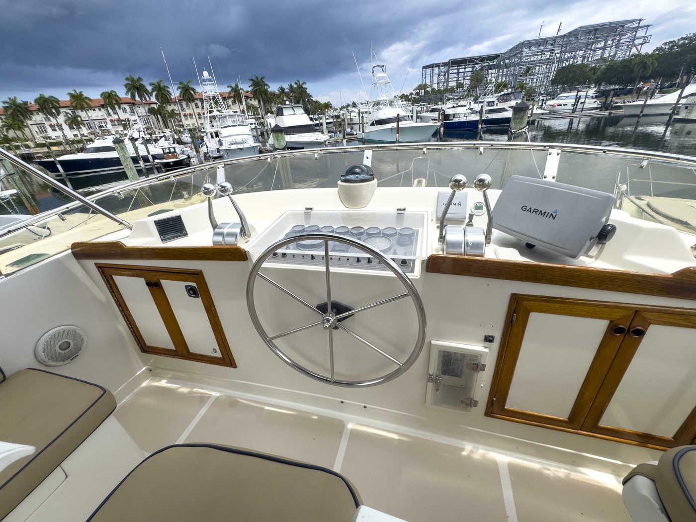 Island Girl flybridge helm and seating