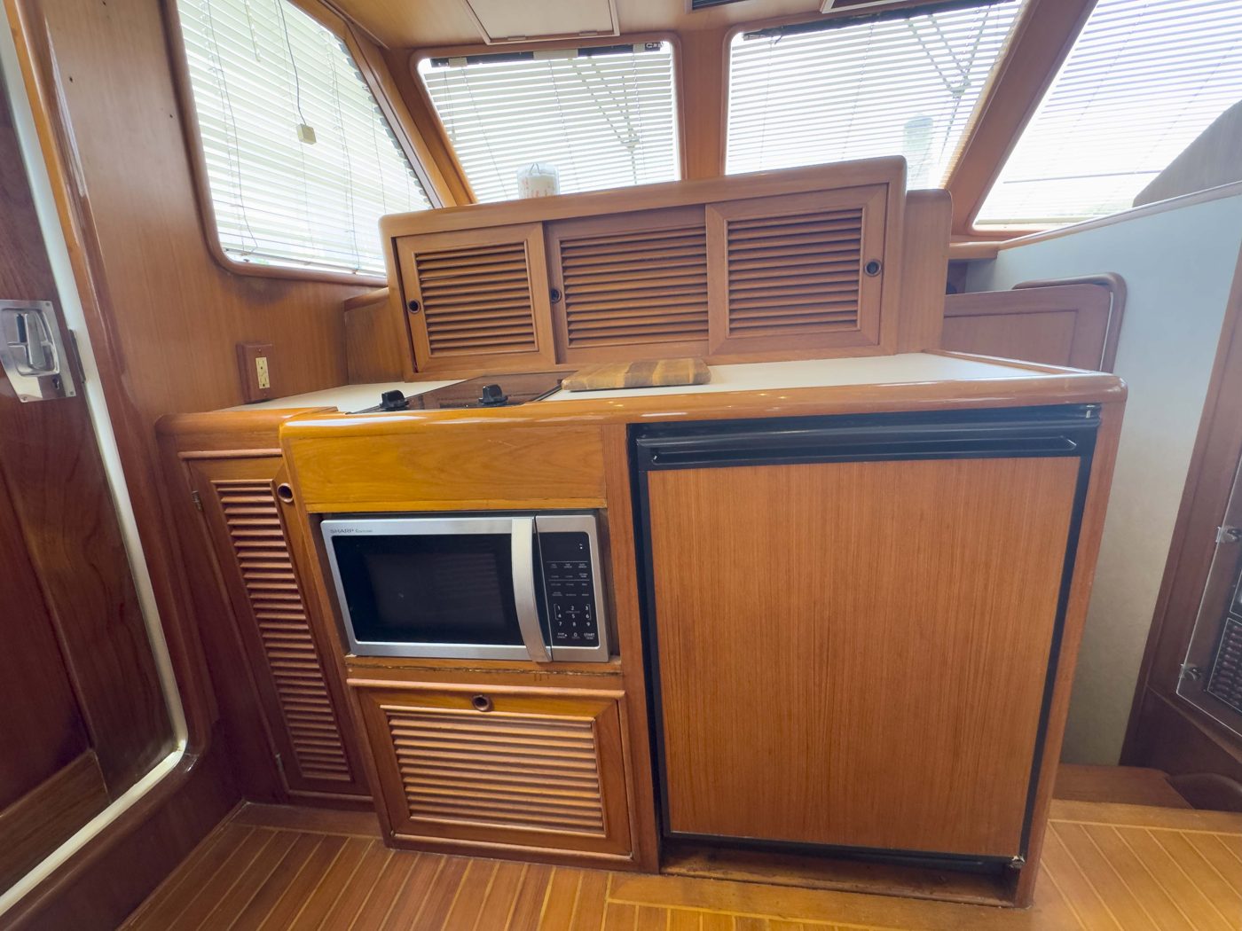 Island Girl galley counter and undercounter fridge and freezer